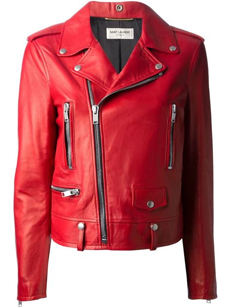 ysl red leather jacket